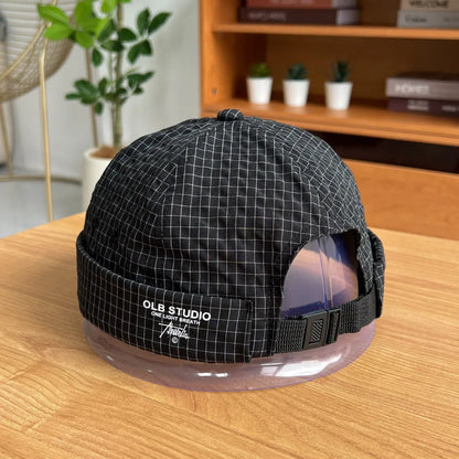 Plaid Quick-Dry Melon Cap Embroidered Dome Trendy Hip-Hop Hat For Men