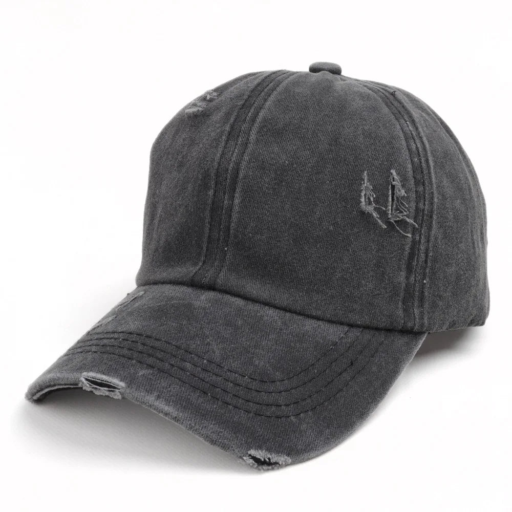 Washed Distressed Baseball Cap Women Men