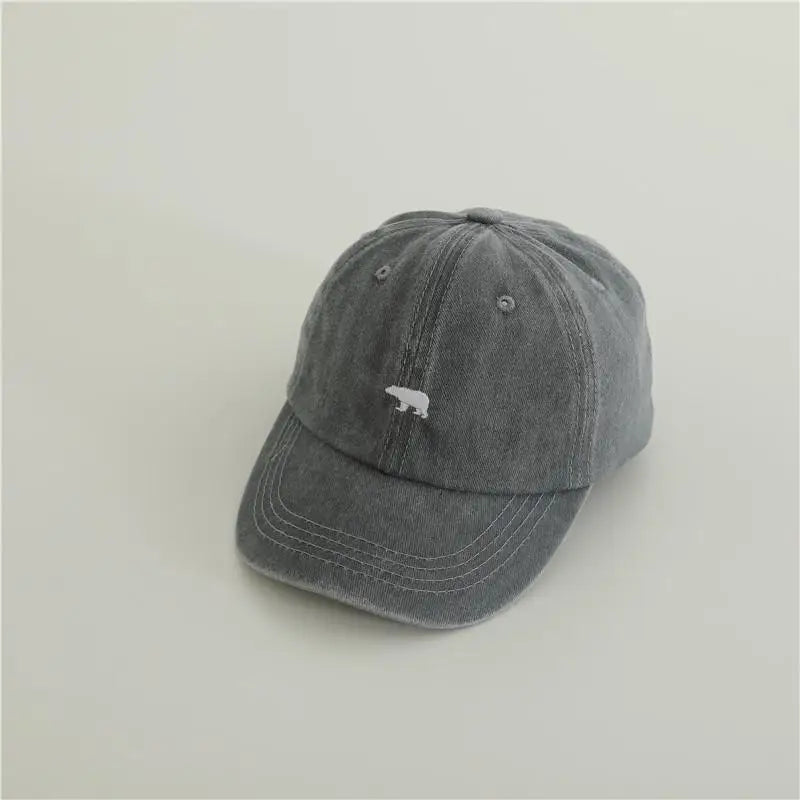 New Baby Embroidery Bear Denim Baseball Hats