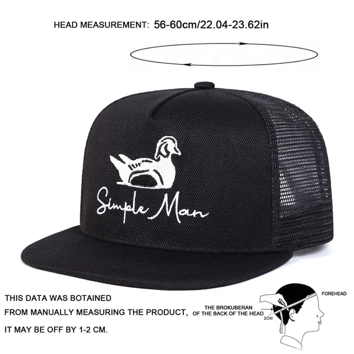 Unisex Simple Man Duck Embroidery Hip-hop Net Hats Spring Summer