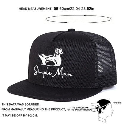 Unisex Simple Man Duck Embroidery Hip-hop Net Hats Spring Summer