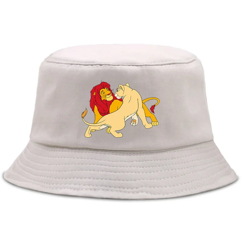 Anime The Lion King Printed Fisherman Hat Cute Cartoon Bucket Hats Autumn Summer