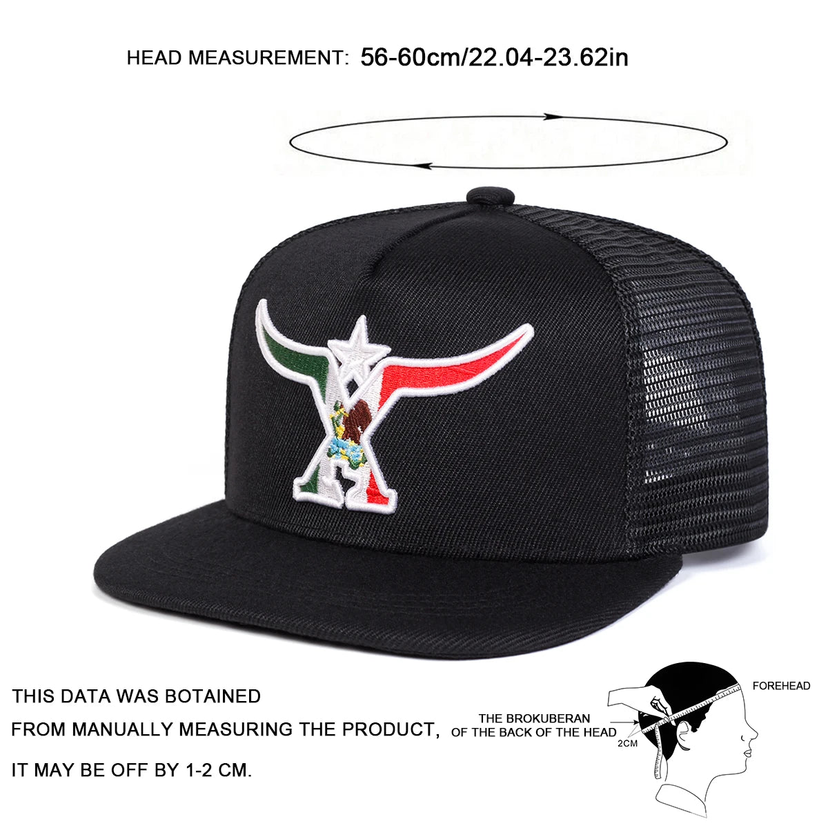Unisex Ox Horn Embroidery Hip-hop Net Hats Spring Summer