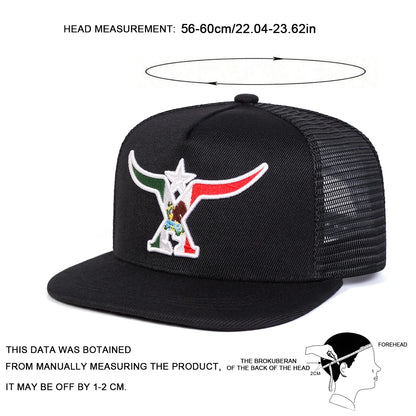 Unisex Ox Horn Embroidery Hip-hop Net Hats Spring Summer