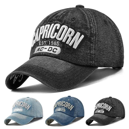 Unisex Capricorn Letter Embroidery Wash Baseball Caps