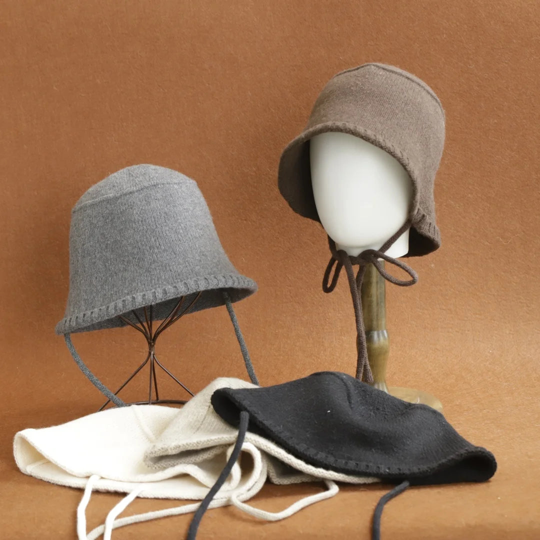 2026 New Cashmere Wool Bucket Hat Thick Women