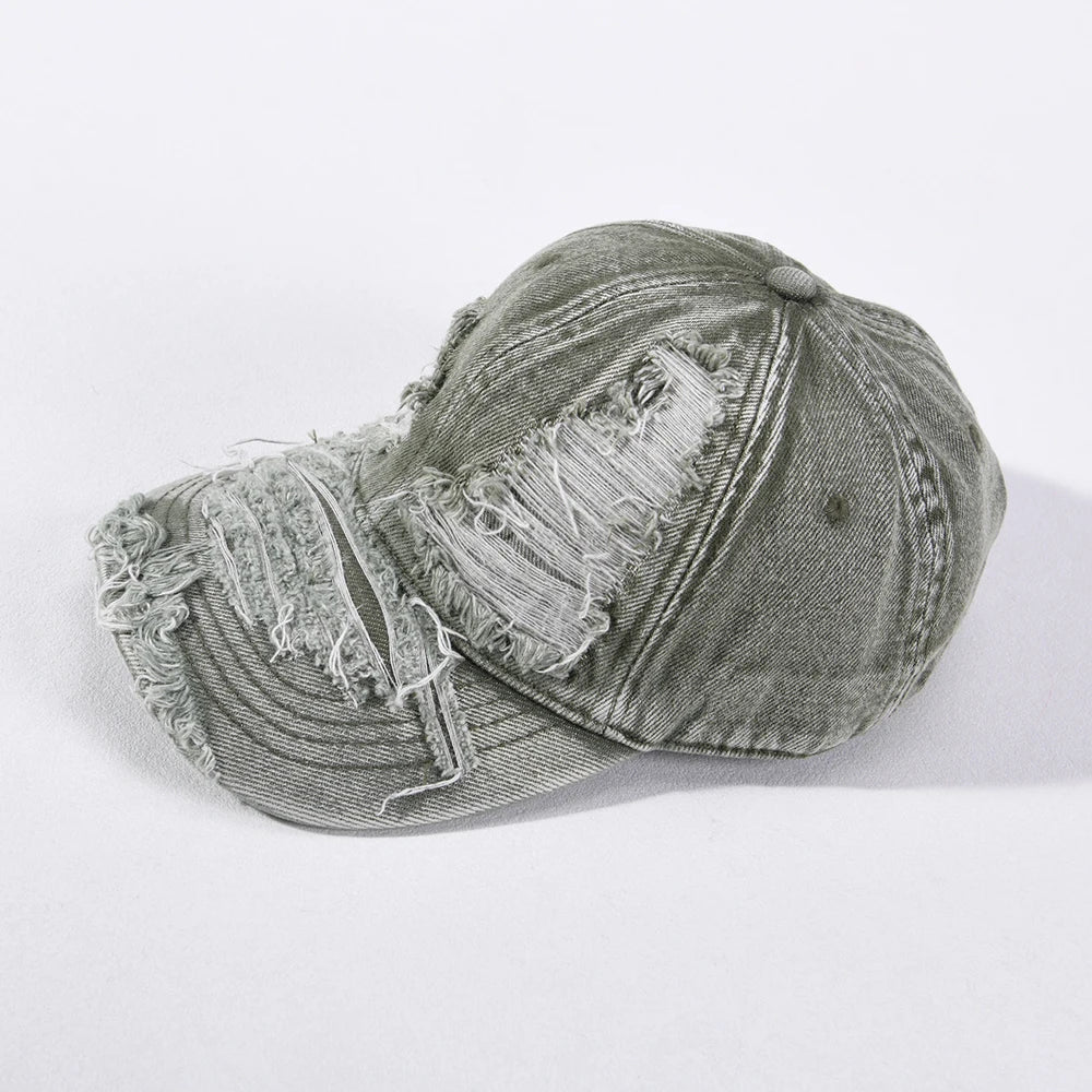 Unisex Denim Baseball Caps Retro Ripped Outdoor Cap