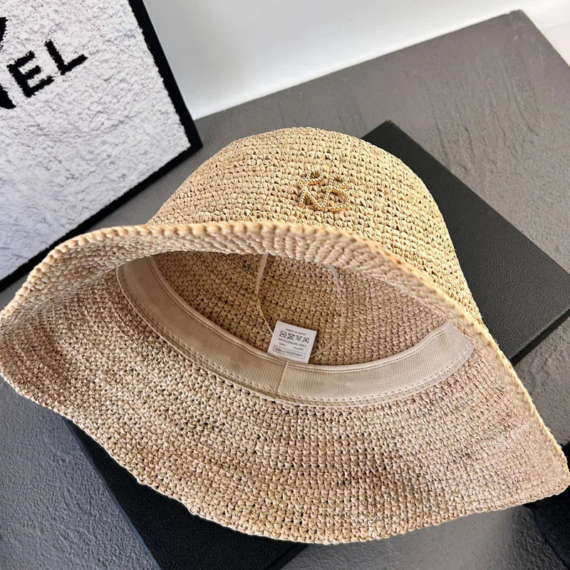 Designer Raffia Sun Hats Luxury Letter Straw Bucket Hats