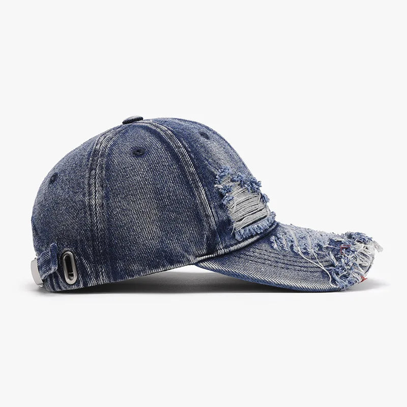 Men's Distressed Denim Baseball Cap