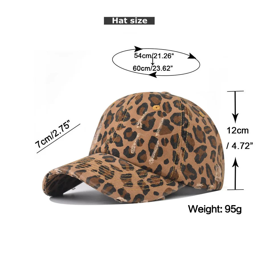 Women Men Adjustable Leopard Print Dad Trucker Hat