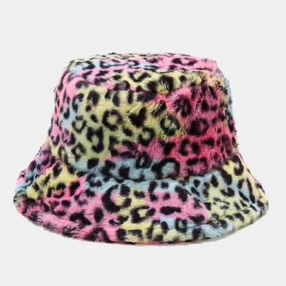 Winter Bucket Hat Women's Fashion Leopard Panama Warm Bucket Hats