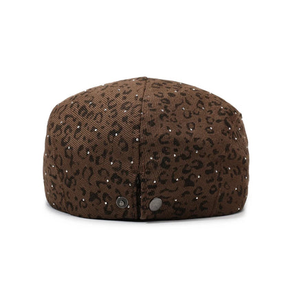 Vintage Leopard Print Newsboy Cap
