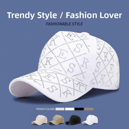 Korean Style Glittering Diamond Letter Baseball Cap