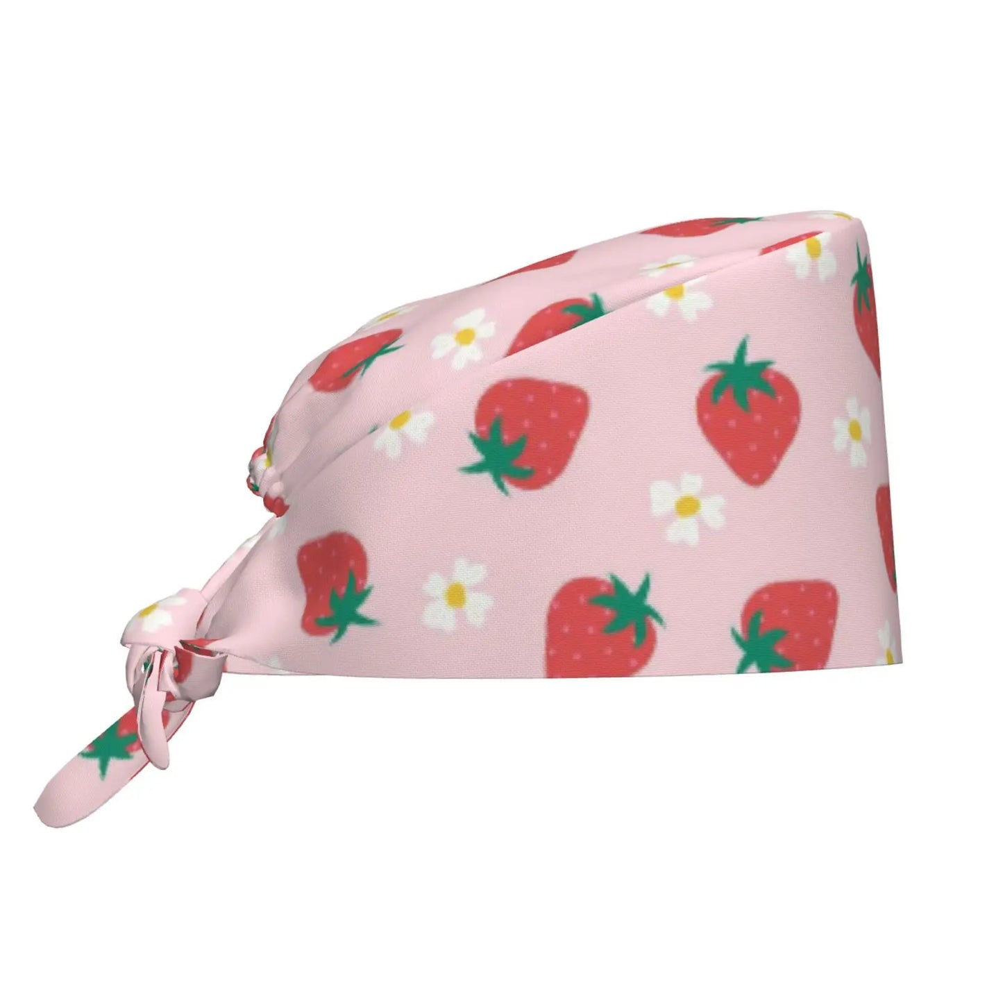 Strawberry Pink Printed Work Cap For Both Men And Women Nurse Doctor Surgical Cap