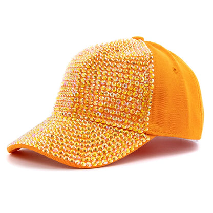 Women Diamond Inlay Cap Simple Plain Baseball Cap Female