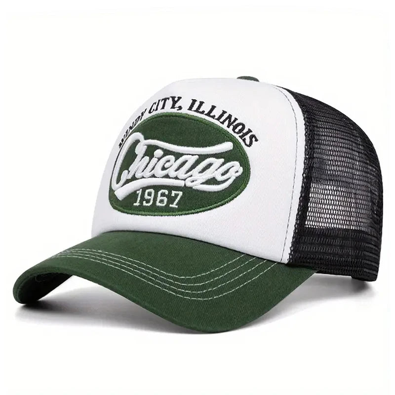 Fashion Mesh Hat Chicago 1967 Embroidered Baseball Hat Street Hip Hop