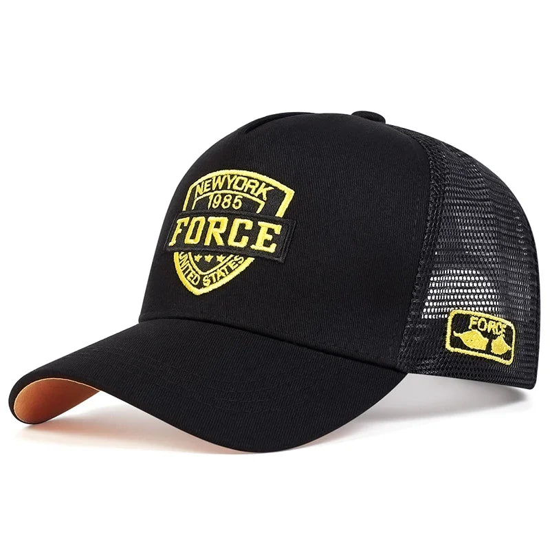 Unisex Force Letter Embroidery Baseball Net Caps Casual Hats Spring and Summer