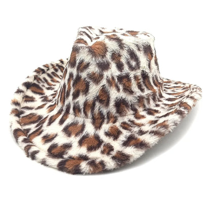 Leopard-Print Denim Hat Autumn/Winter British Style Women's