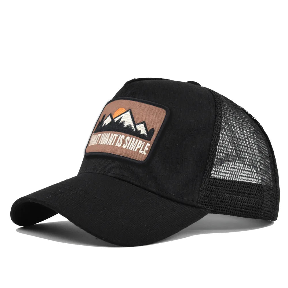 Letter Mesh Breathable Hat Women Men Embroidery Blocking Baseball Cap
