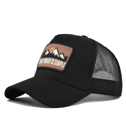 Letter Mesh Breathable Hat Women Men Embroidery Blocking Baseball Cap