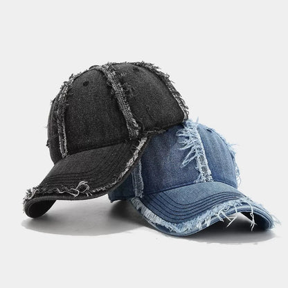 Spring Summer Denim Rough Edge Soft Top Baseball Cap