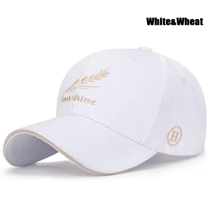 Feather Wheat Ear Embroidery Cotton Baseball Cap New Outdoor Casual Sport Sun Caps