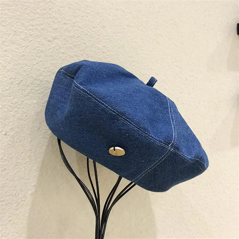 Women's Denim Beret Hat Jeans Berets Painter Hats Spring Beanie Hat