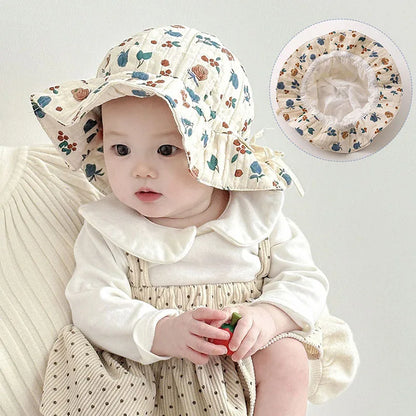 Cute Flower Baby Bucket Hat Ruffle Princess Baby Girls Cap