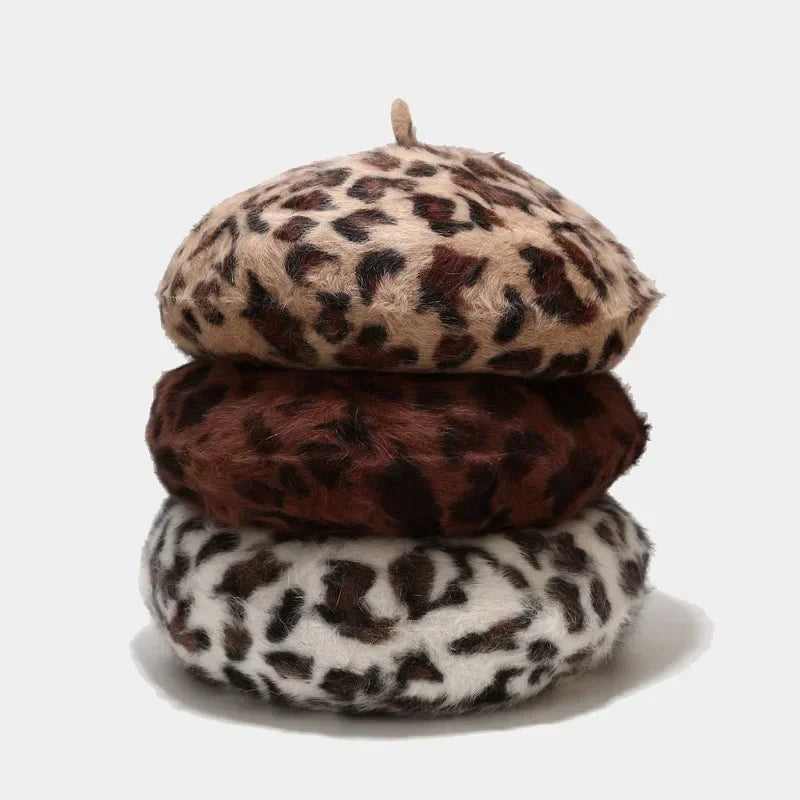 Women's Autumn And Winter Leopard Print Pumpkin Cap