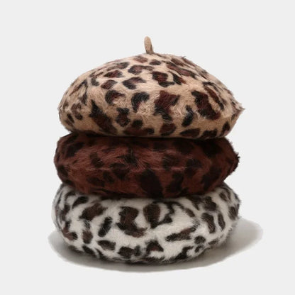 Women's Autumn And Winter Leopard Print Pumpkin Cap