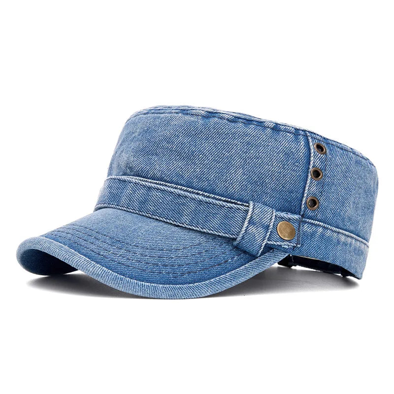 Snapback Cap New Spring Summer Washable Denim Vintage Military Hats