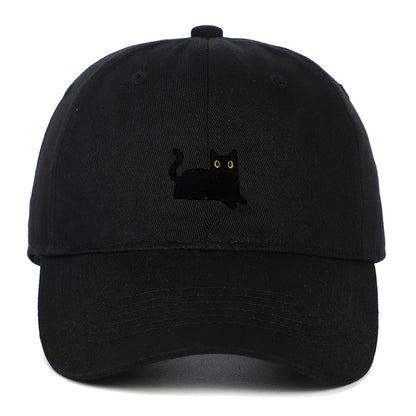Cute Cat Embroidery Soft Top Baseball Cap Men and Women Summer