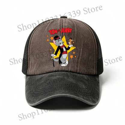 New Tom and Jerry Retro Hat Cartoon Baseball Cap Man Women Adjustable Baseball Hat Children Cute Sun Hat