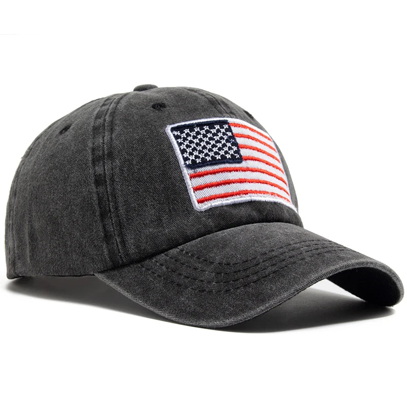 USA Flag Embroidery Baseball Cap Retro Washed Cotton Dad Hats