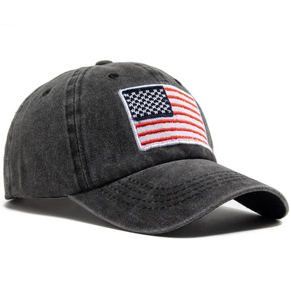 USA Flag Embroidery Baseball Cap Retro Washed Cotton Dad Hats