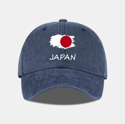 Flag Print Washed Baseball Cap Comfortable & Breathable Retro Patriotic Style Daily Commute Gift for Japan Enthusiasts