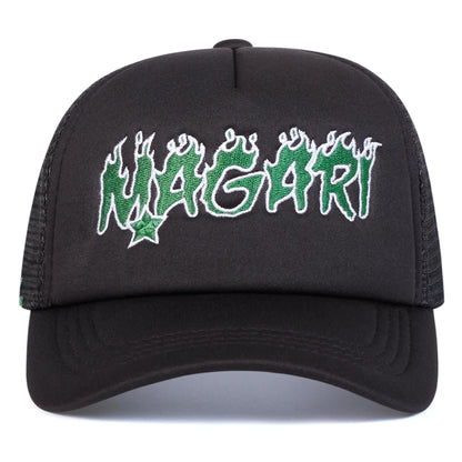 Unisex Magari Flame Embroidery Baseball Net Caps Spring and Summer
