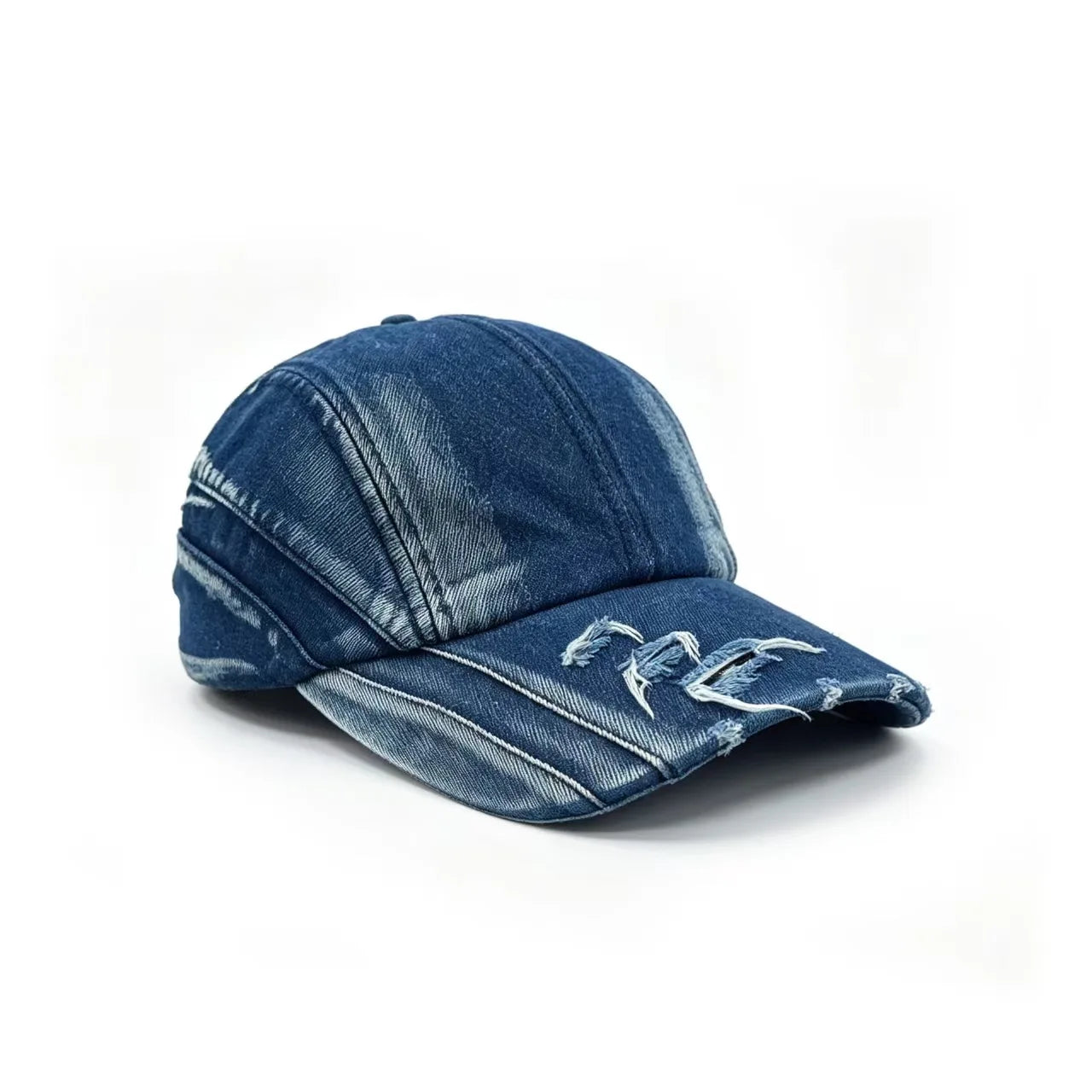 Water-Washed Denim With Holes, Baseball Cap