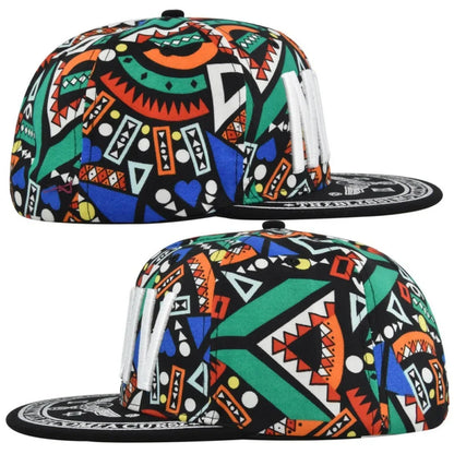Unisex Colorful Geometric Print Snapback Cap Flat Brim Adjustable Hip Hop Street Baseball Hat Multi Colors Available