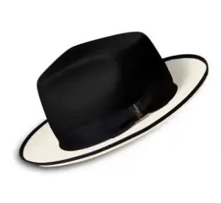 Men Women Wool Felt Fedora Hat Retro British Style Two Tone Jazz Cap