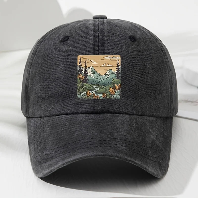 Baseball Cap, Landscape Print, Retro Men's and Women's