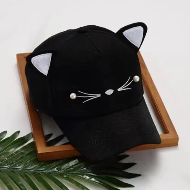 Cats Ears Fleece Hat Peak Cap Baseball Cartoon Cotton Outdoor Sport