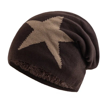 New Unisex Slouchy Winter Hats Five Star Pattern Warm Hats