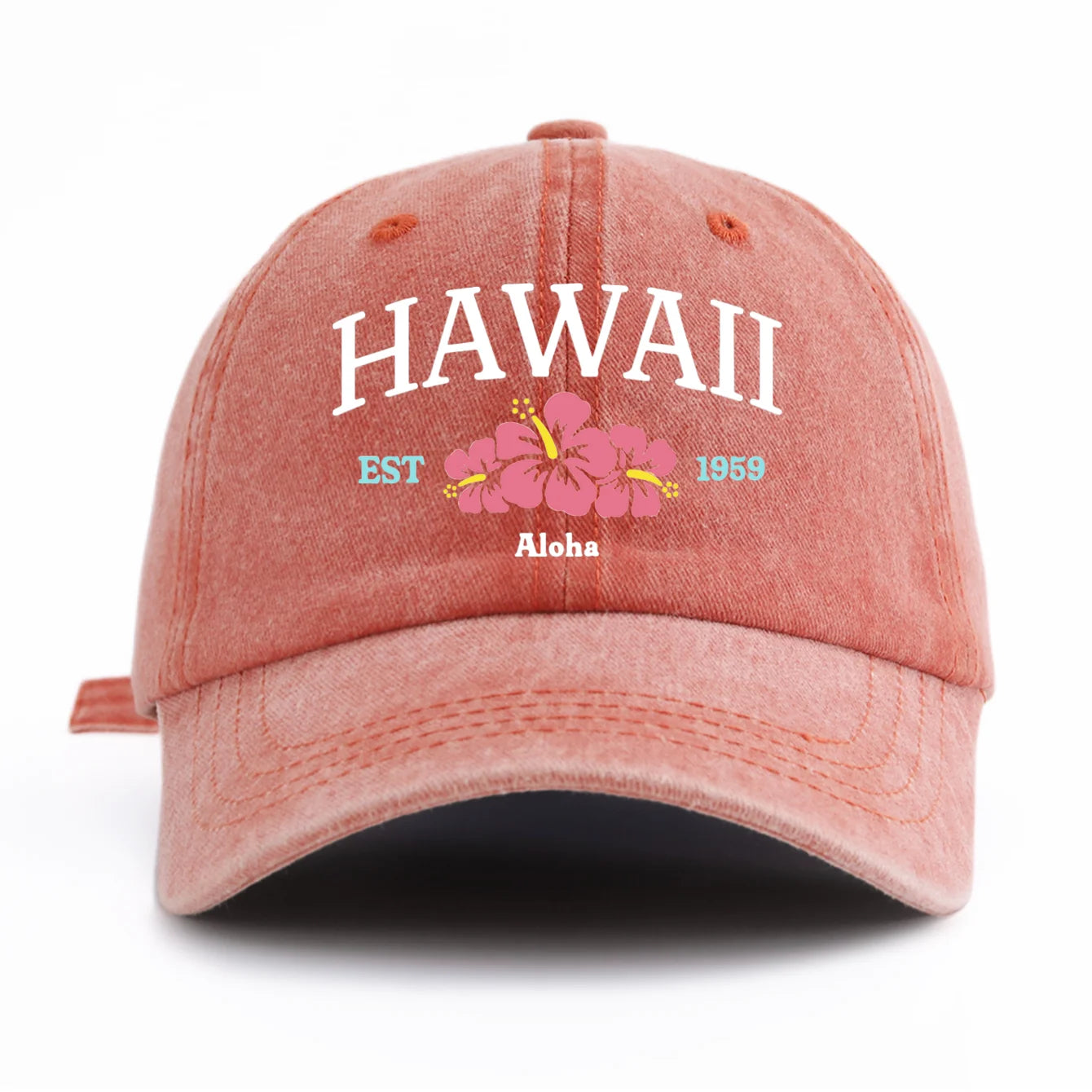 1pc Hawaii Print Washed Baseball Cap for Adults