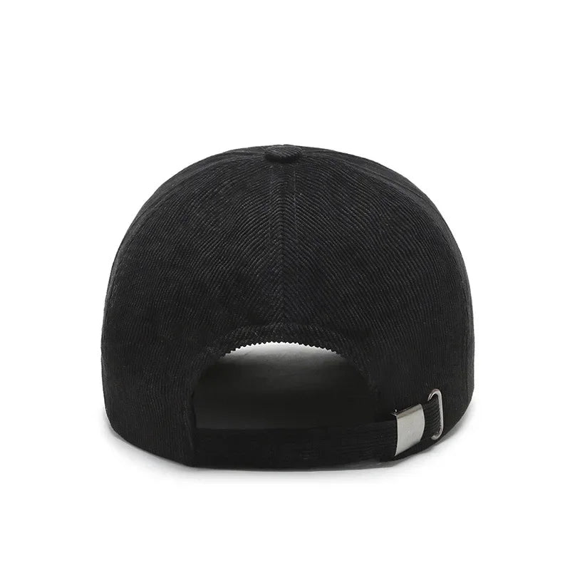 Men's Short Brim Baseball Cap Casual Solid Corduroy Soft Top Cap