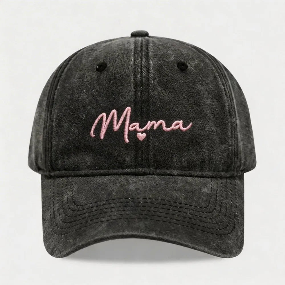 Fashion Washed Cotton Mama Heart Caps
