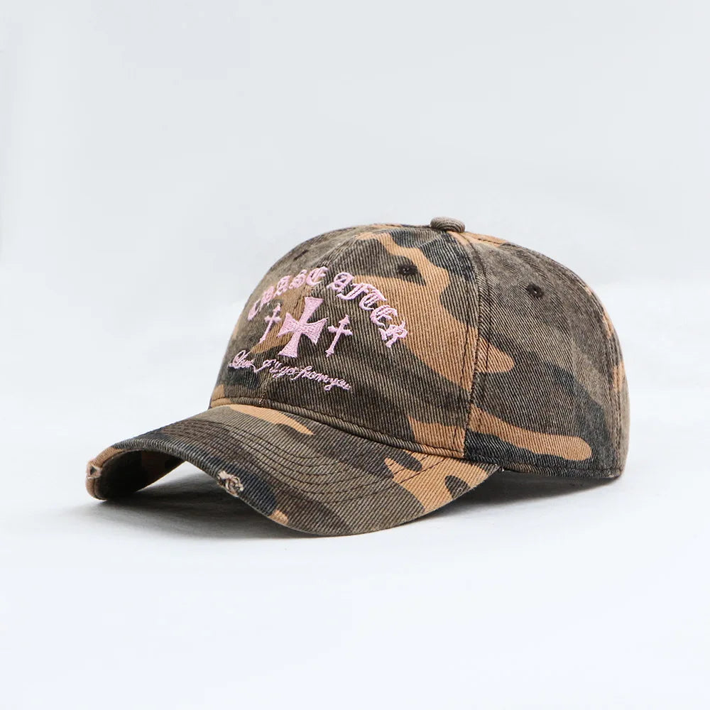Fashionable and Retro Cross-stitch Camouflage Baseball Cap