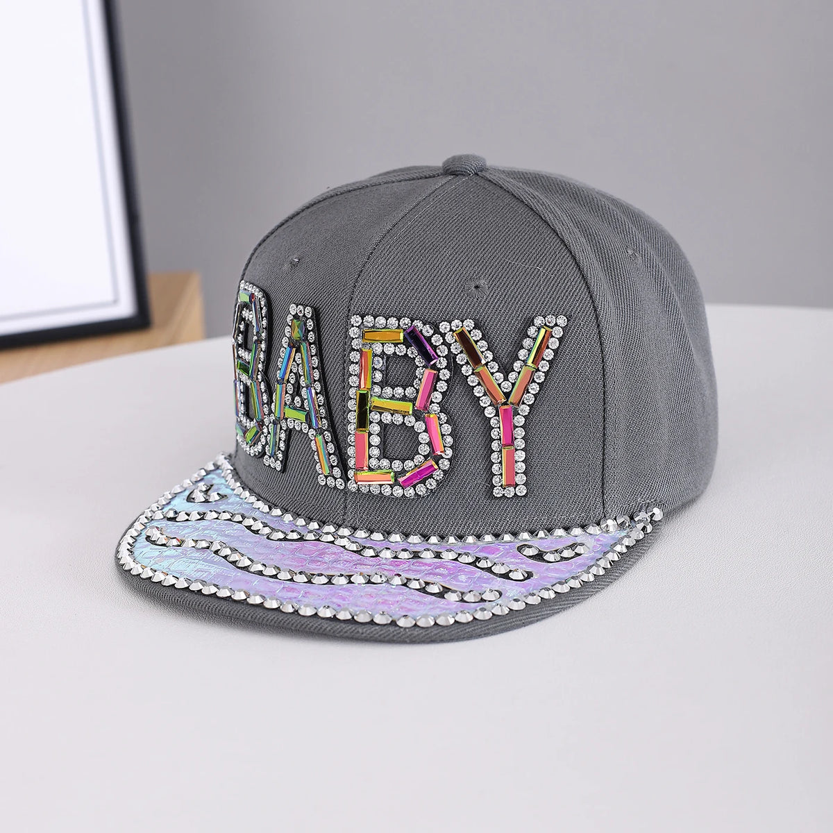 Baby Letter Glittery Wave Brim Baseball Cap