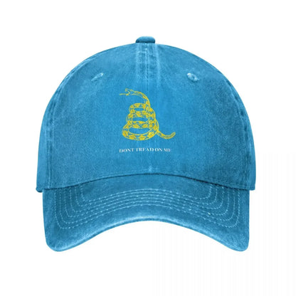 Gadsden Flag Don't Tread On Me Libertarian Denim Baseball Cap Yellow Outdoor