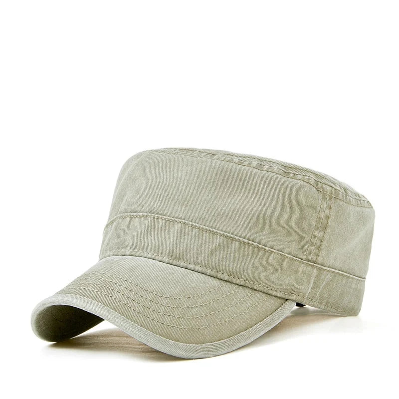 2023 Spring Summer Dad Pure Cotton Leisure Flat Top Military Hat